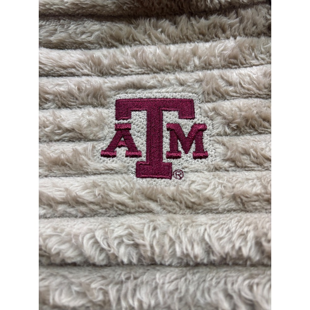 Threads Texas A&M Aggies Faux Fur Ribbed Hoodie Tan Maroon Logo NWT Large 12/14 - Picture 2 of 4